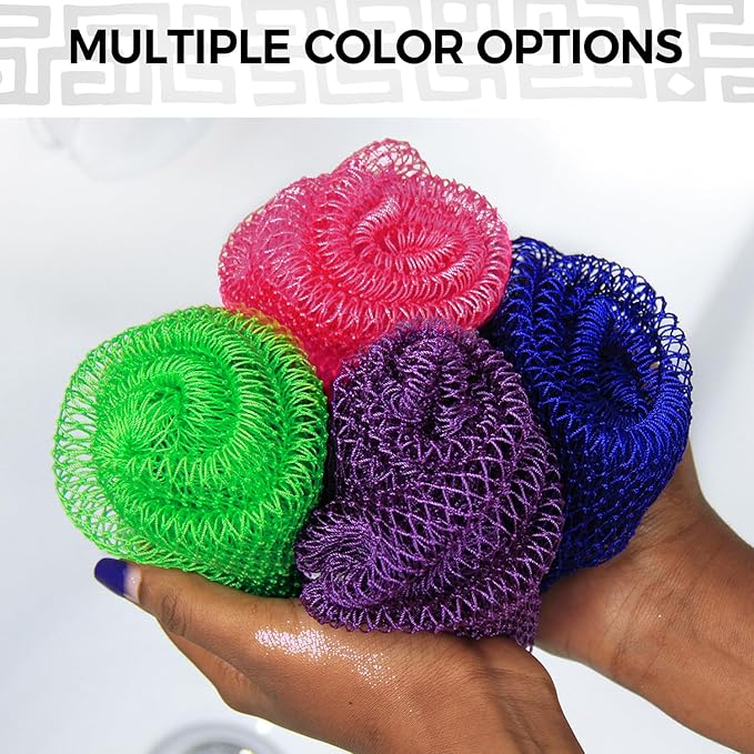 African Net Sponge Authentic - 2 Pieces Loofah Exfoliating Body Scrubber Bath Sponge - Back Scrubber Washcloth for Shower - Real African Scrub Exfoliator Body Care Bathing Accessories for Women