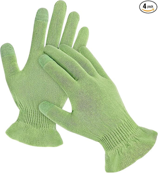MIG4U Moisturizing Beauty Gloves Touchscreen Overnight Sleeping Glove for Women Dry Hands, Nighttime Lotion, Eczema, SPA, Cosmetic Treatment, Apple Green 1 Pairs Size s/m