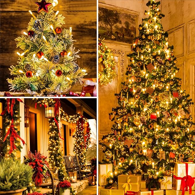 Warm White Christmas Lights Outdoor Total 250FT 760 LED, 2 Packs 380 LED String Lights Waterproof, Timer & Memory, 8 Modes Dimmable Plug in Fairy Lights for Tree Outside Xmas Holiday Decorations