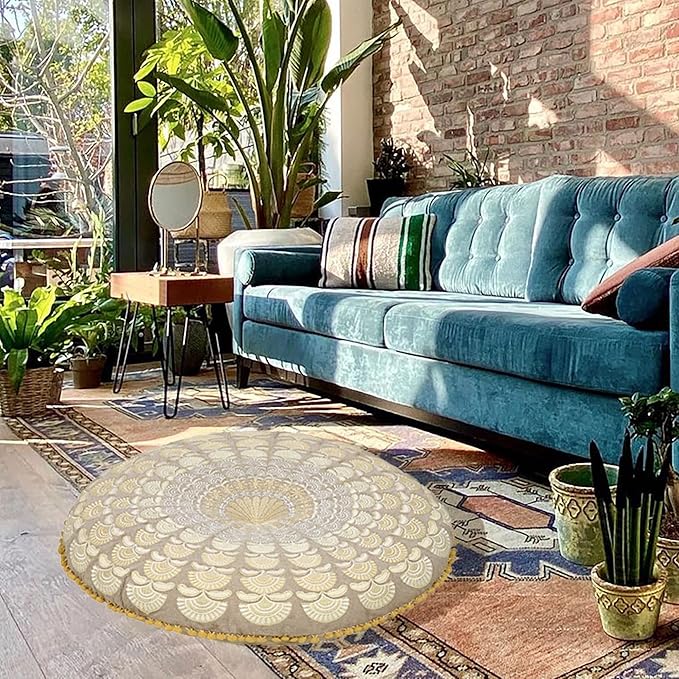 Mandala Life ART Bohemian Floor Cushion Cover –Luxury, Artisan Room Décor Pouf Case for Meditation, Yoga, and Boho Chic Seating Area Floor Pillow – Accent Your Living Room, Bedroom, More