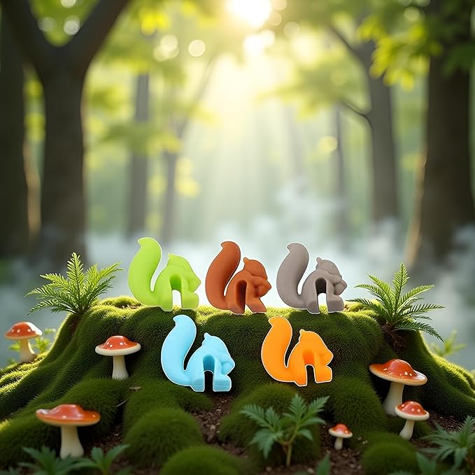 5 Pcs Colorful Cute Squirrel Shape Silicone Tea Bag Holder Cup, Squirrel Drink Markers, Tea Bag Holder for Cup Hanging Tool Mug Candy Colors Gift Set, Tea Bag Coasters