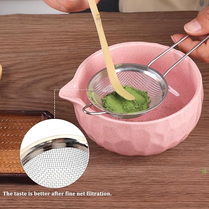 Matcha whisk Sets,Japanese Matcha Set,Matcha Bowl with Spout,Matcha Whisk and Holder,Bamboo Scoop,Sifter - 6 Pcs Tea Set for Matcha Lover,Tea Ceremony,Thanksgiving,Christmas gifts(Blue)