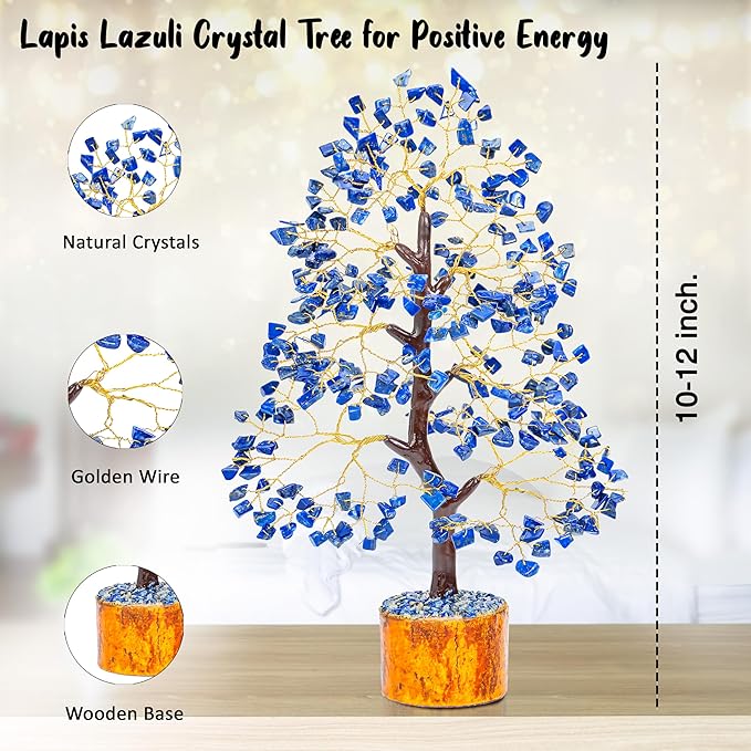 Lapis Lazuli Tree - Crystal Tree - Chakra Tree of Life - Gemstone Tree - Feng Shui Tree - Money Tree - Chakra Decor - Crystal Gift - Healing Crystals - Spiritual Gift - Home Decor - Positive Energy