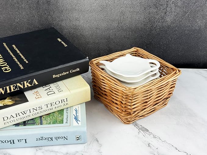 White Porcelain Used Tea Bag Holder, Set of 10 Tea Bag Coasters, Classic Teaspoon Rest, Teabag Rest Dish, Tea Party Gifts