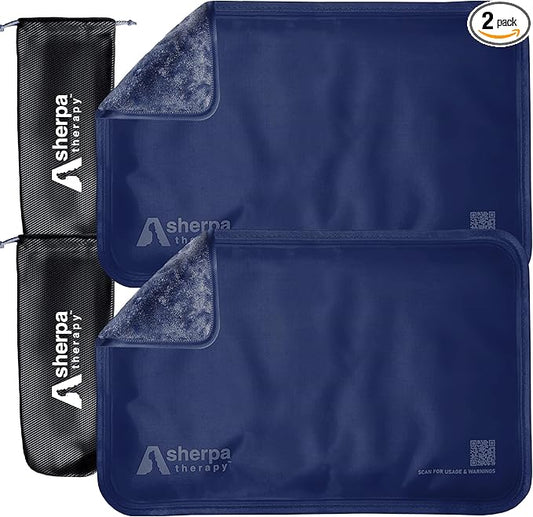 Medium Flexible Gel Ice Packs Reusable - Hot and Cold Soft Ice Packs for Injuries Reusable for Ankle, Arm, Foot, Leg, Back Pain Relief - 8" x 12" - 2PK - Blue