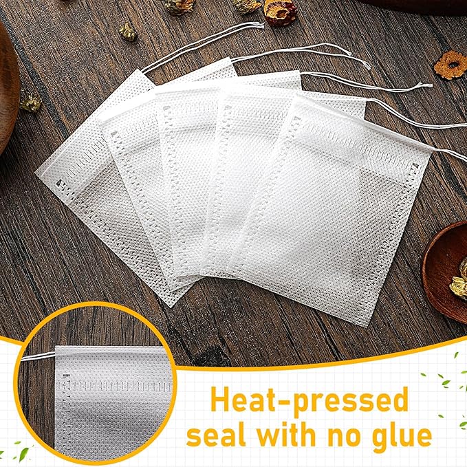 1000 Pcs Disposable Tea Bags Bulk for Loose Leaf Tea Drawstring Empty Coffee Sachets Filter Infuser Strainers for Coffee Spice Herbs(3.94 x 4.72 Inch)