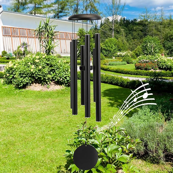 Christmas Decor Gift Large 40" Wind-Chimes-Outdoor-Deep-Tone, Soothing Melodic Tones Windchimes, Wind Chimes for Outside, Black Memorial Wind Chime Best Gift for Mom Women Grandma Neighbors