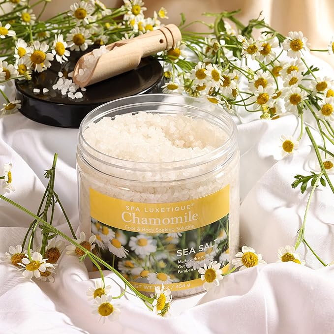 spa luxetique Bath Salts, 8pcs Bath Salts Gift Set with Argan Oil, Bath Bombs, Wooden Scoop, Epsom Salt for Soaking in Lavender, Rose, Chamomile Scent, Mother's Day Gifts, Christmas Gifts for Her