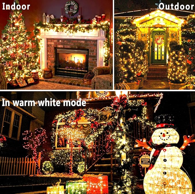 KNONEW 472FT 1200 Christmas Lights Outdoor Green Wire Color Changing String Lights with 11 Modes & Timer Dimmable Fairy Light for Xmas Tree Roof Yard Wedding Decorations(Warm White to Multicolor)