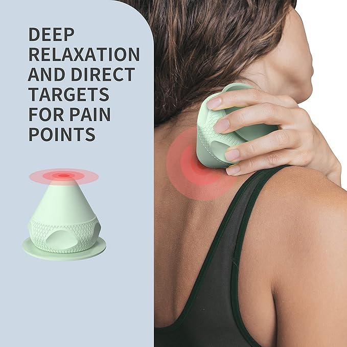 Mountable Self-Massage Ball Handfree with Suction Cup,Deep Tissue Back Sore Muscle Knot Massager,Myofascial Release,Manual Massage Balls, Foot Plantar Fasciitis, Back Stress Relief - Green