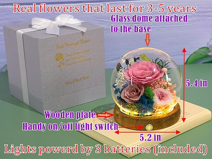 Valley of Rain & Forest Long-Lasting Real Flowers, Unique Floral Gift For you to send Love for All Occasions, for Indoor Decoration (Sweet Pink Rose Arrangement)
