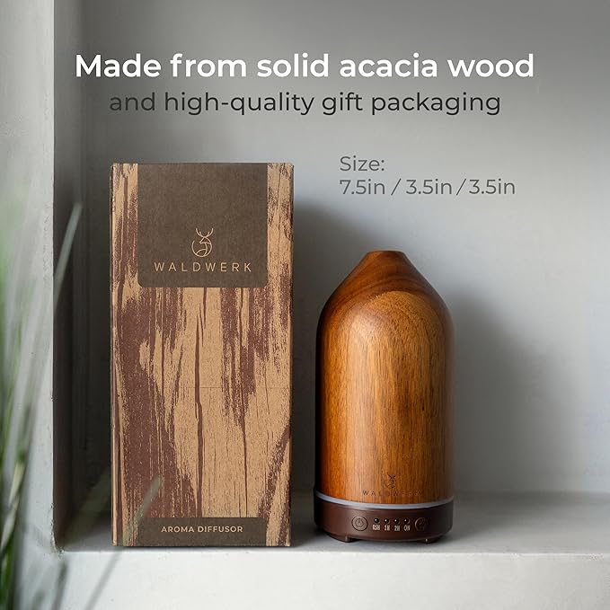 WALDWERK Diffuser (100ml) Made of Premium Acacia Wood - Essential Oil Diffuser for a Pleasant Indoor Atmosphere - Diffusers for Home - Aromatherapy Diffuser - Oil Diffuser