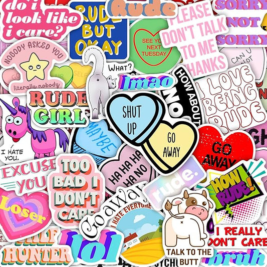 BulbaCraft 100Pcs Funny Rude Stickers for Adults, Crude Humor Stickers - Rude Gifts for Women, Gifts for Women & Men