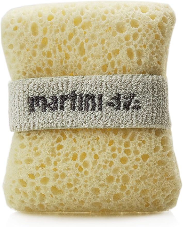 MartiniSPA Exfoliating Body & Shower Sponge with Soap Pocket. All Natural Italian Deep Cleansing Sponge with Soap Saver Pouch & Hand Strap for Men & Women - Use in Shower or Bath - 2 Units/Beige Color