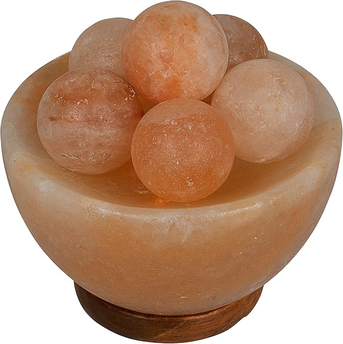 Spantik Himalayan Fire Bowl Salt Lamp with 6 Massage Balls Premium Quality Authentic from Pakistan
