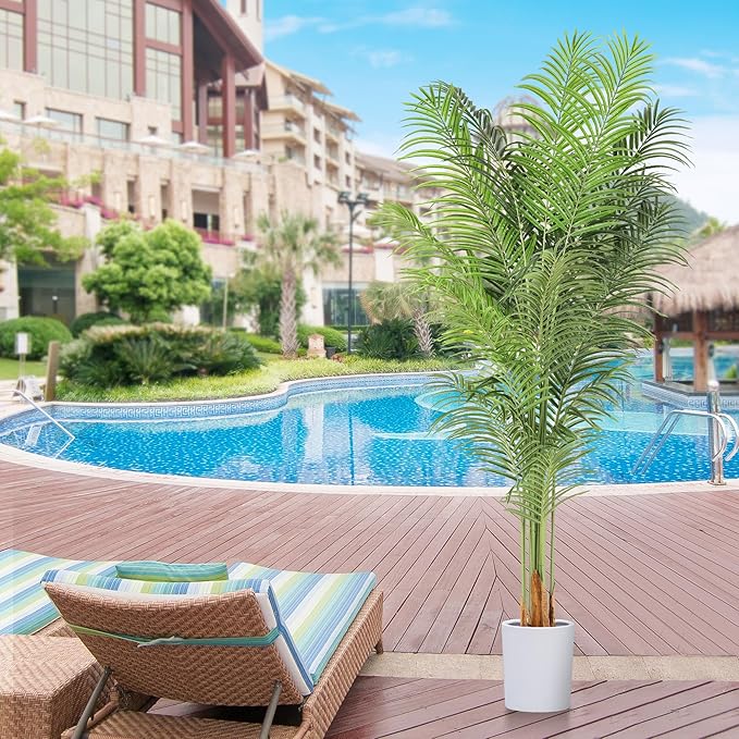 Artificial Palm Tree 7.2Ft Tall Large Fake Plant Indoor Decorative Faux Silk Green Potted Plants for Office Living Room Outdoor Home Decor (2 Pack)