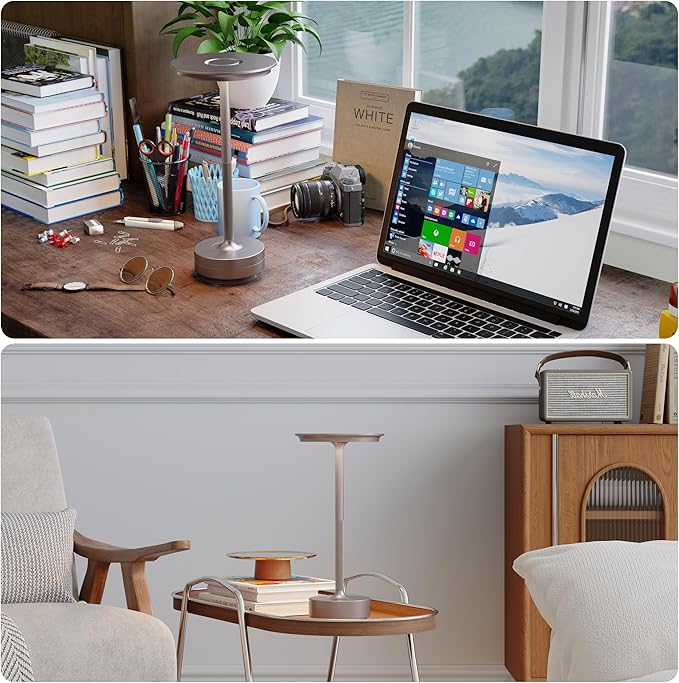 2 Pack Rechargeable Cordless Table Lamps, Portable 5000mAh Outdoor Table Light, 3 Color Stepless Dimming LED Table Lamp with Memory Function, for Home/Dinner/Patio/Restaurant.(Champagne Gold)