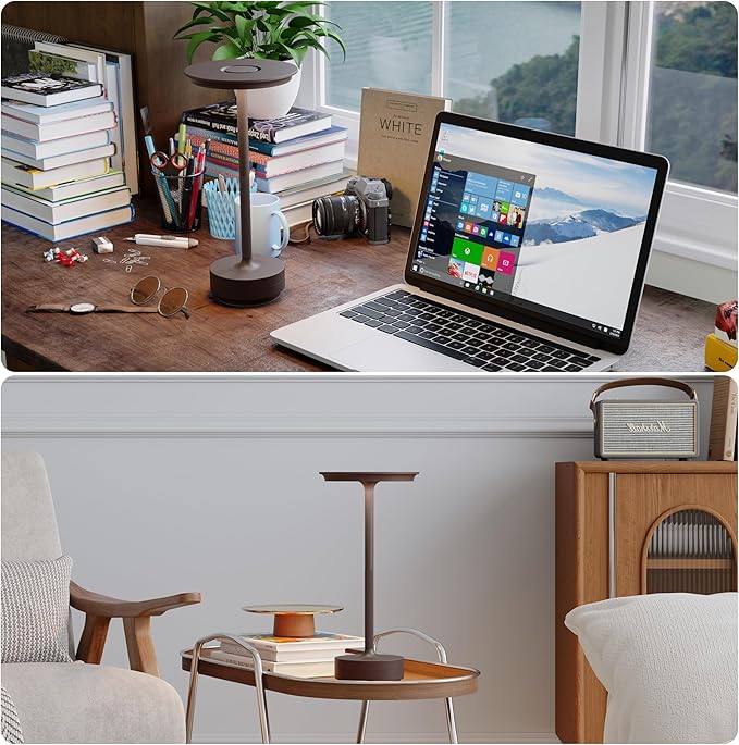 Rechargeable Table Lamps Cordless, Portable 5000mAh Outdoor Table Light, 3 Color Stepless Dimming LED Table Lamp with Memory Function, for Home/Dinner/Patio/Restaurant.(Rust)