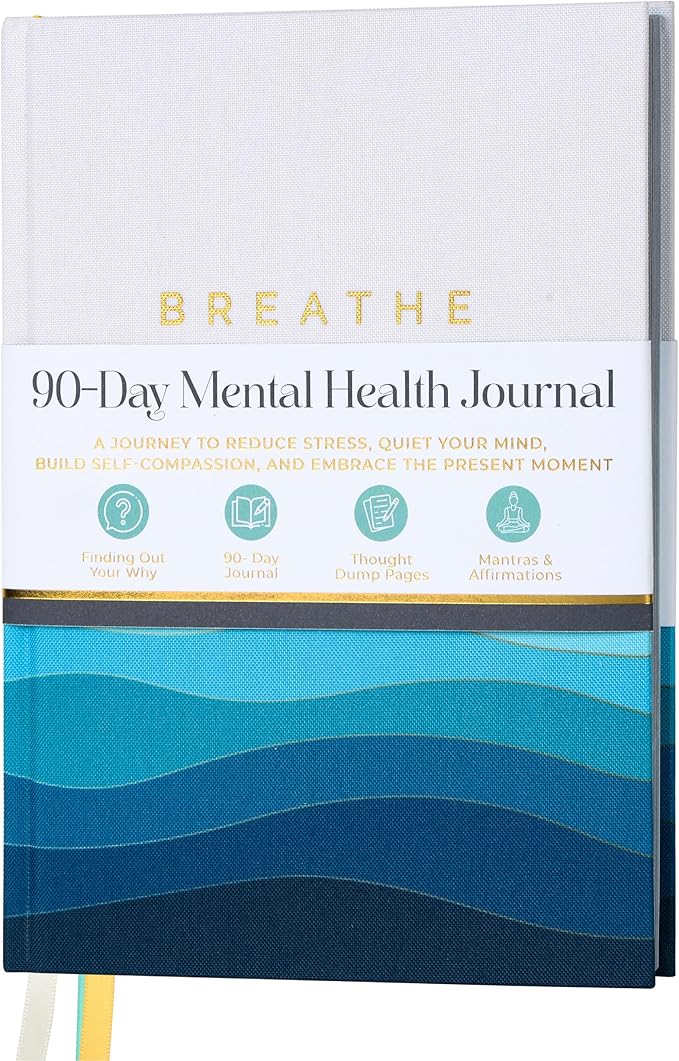 90-Day Guided Mental Health Journal for Anxiety, Mindfulness & Emotional Wellness – Eco-Friendly Cover Made from Recycled Ocean Plastic – Daily Prompts for Self-Care, Self-Reflection, Calm, Stress Relief & Inner Strength