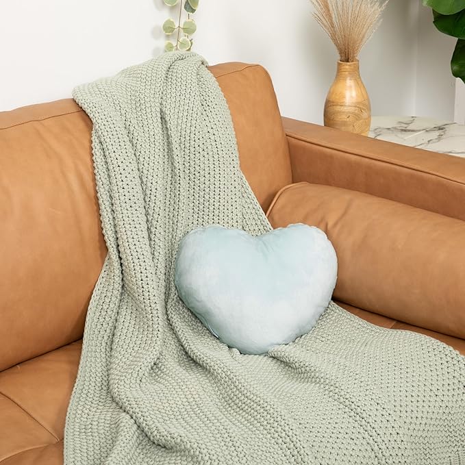 HUGIMALS Heart to Hug Pillow in Mist | 5 lb Cozy Weighted Pillow for Self Care Ultra Soft Sensory Heart Shaped Pillow for Comfort, Relaxation, Sleep - Thoughtful Gift for Adults and Teens