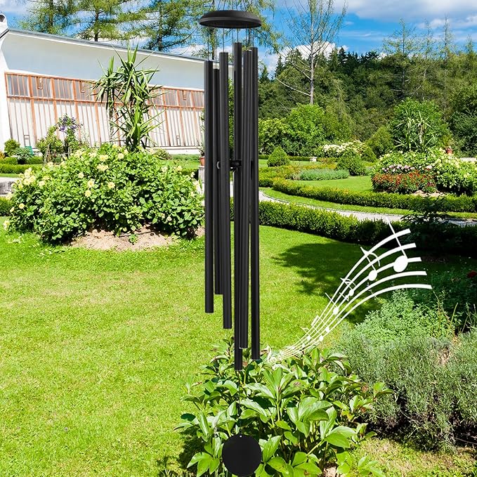 Large 65" Wind-Chimes-Outdoor-Deep-Tone, Soothing Melodic Tones Windchimes, Wind Chimes for Outside, Black Memorial Wind Chime Best Gift for Mom Women Grandma Neighbors
