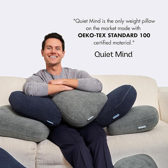 Quiet Mind Weighted Pillow for Adults 9 Lbs - Get Better Sleep - Sustainably Made and Chemical Free - Machine Washable (Medium, Blueberry)