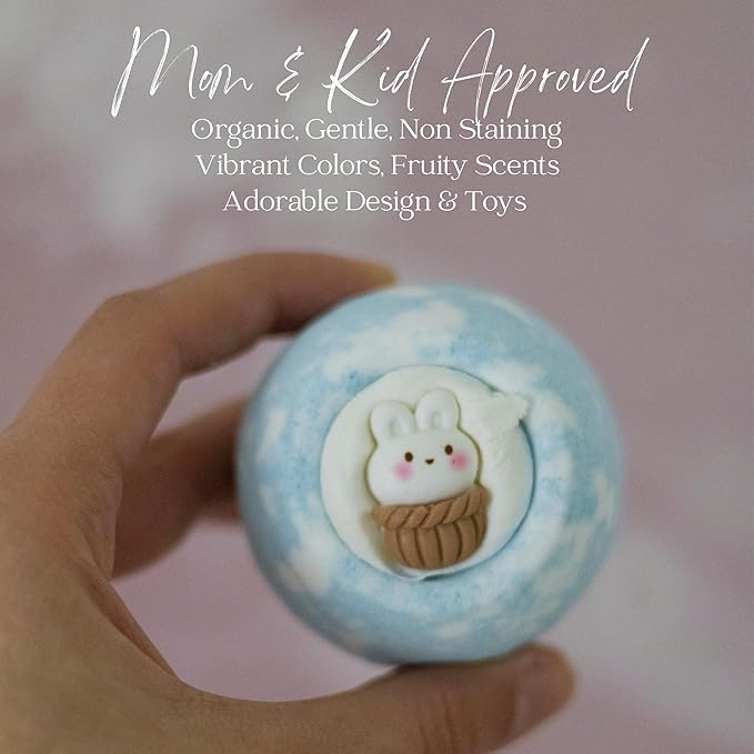 EvolutionUSA 12pc Bloom Bath Bombs with Toys, Adorable Girl Bath Bomb Set, Bubbly Kids Bathbombs, Fizzy Bath Ball, Kids Bath Bombs for Girls, Childrens Bath Bomb Set Birthday, Christmas, Easter